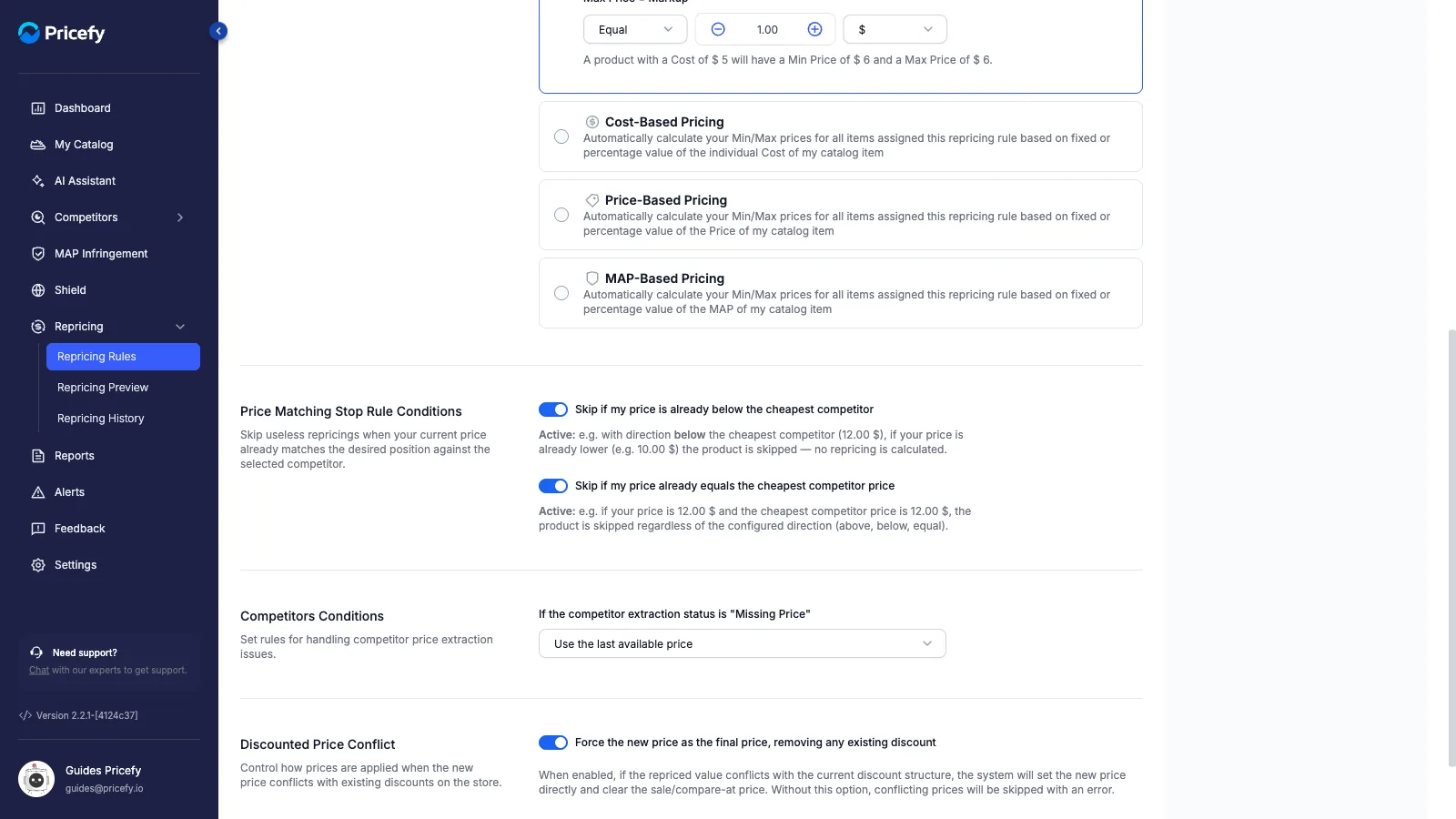 Discounted price conflict switch, with its behaviour note