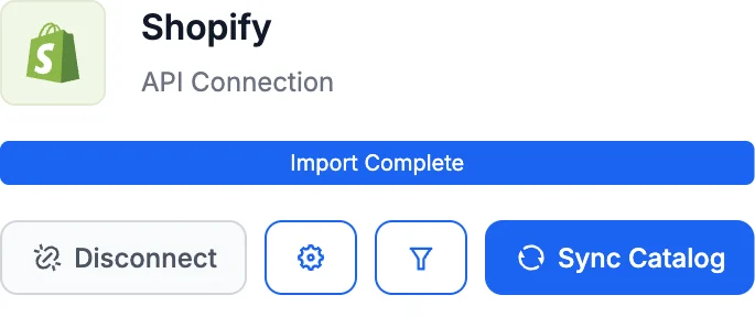 Connected product feed card with the settings gear icon